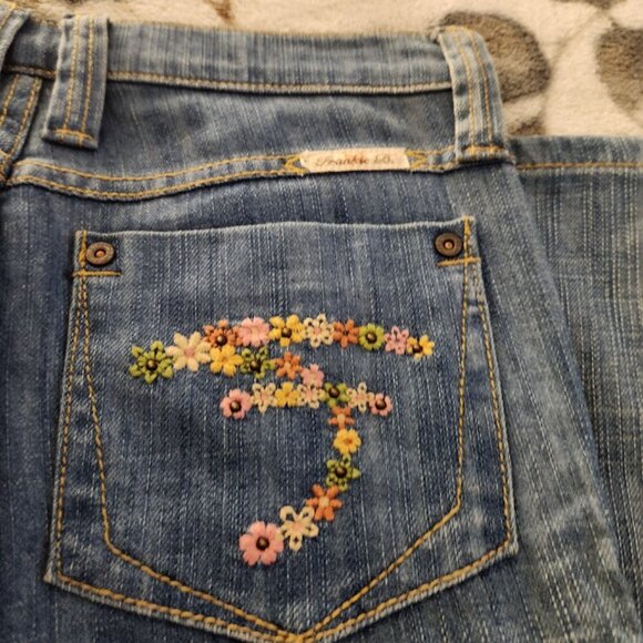 Frankie B Limited Edition Jeans - Embroidered Flower Pockets & Boot Cut Leg - Picture 7 of 13
